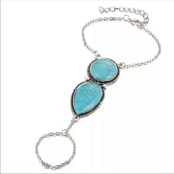 New blue stone chain bangle for women, girl - Picture 3 of 3